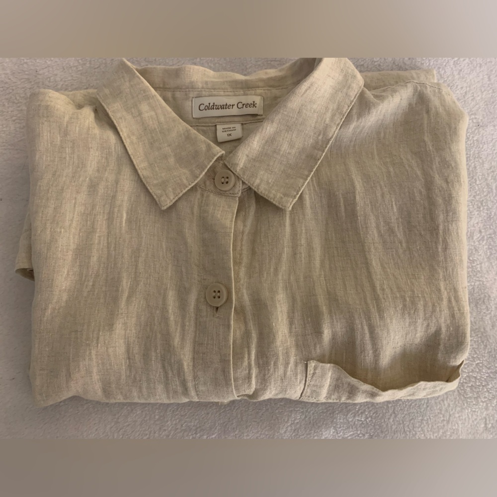 Coldwater Creek 100% Linen Camp Button Up Plus Shirt 1X - Picture 14 of 14